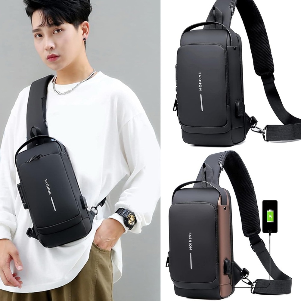 Black Men's Adjustable Crossbody/Belt Bag